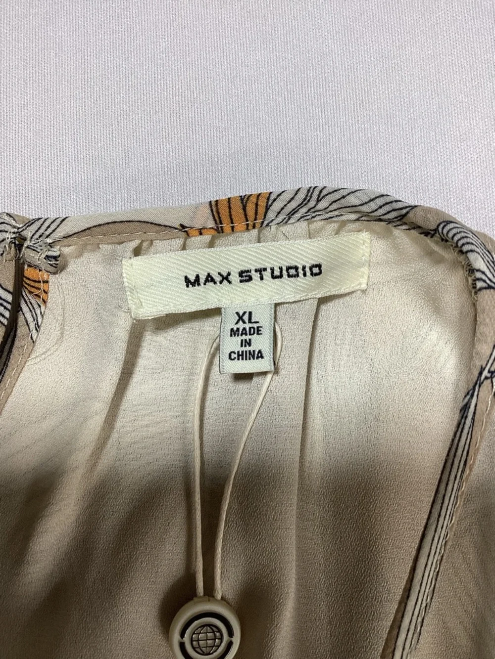 Max Studio Beige Taupe Floral Maxi Dress with Smocked Waist - Picture 7 of 15